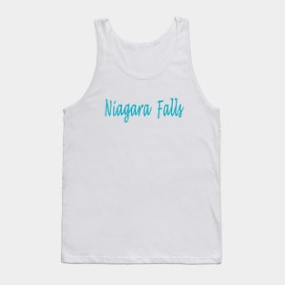 Niagara Falls Canada and USA in Teal Blue Color Word Art Script Typography Tank Top